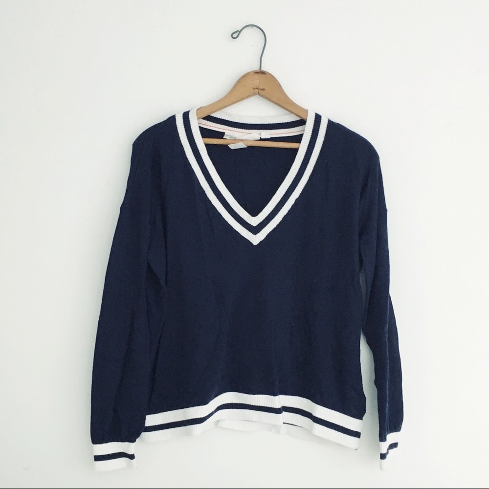 COPY - H&M Navy Varsity V-neck